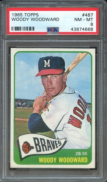 1965 TOPPS 487 WOODY WOODWARD PSA NM-MT 8