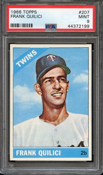 1966 TOPPS 207 FRANK QUILICI PSA MINT 9