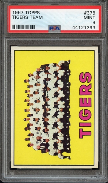 1967 TOPPS 378 TIGERS TEAM PSA MINT 9