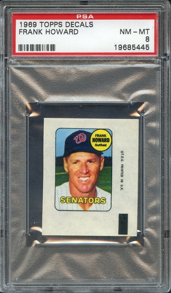 1969 TOPPS DECALS FRANK HOWARD PSA NM-MT 8
