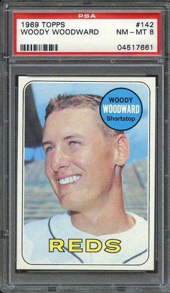 1969 TOPPS 142 WOODY WOODWARD PSA NM-MT 8