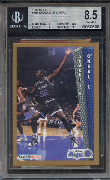 1992 FLEER 401 SHAQUILLE O'NEAL RC BGS NM-MT+ 8.5