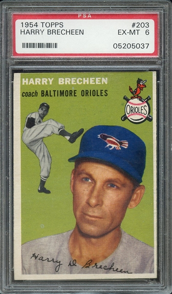 1954 TOPPS 203 HARRY BRECHEEN PSA EX-MT 6