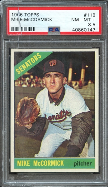 1966 TOPPS 118 MIKE McCORMICK PSA NM-MT+ 8.5 * CRACKED CASE *