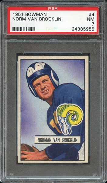 1951 BOWMAN 4 NORM VAN BROCKLIN PSA NM 7
