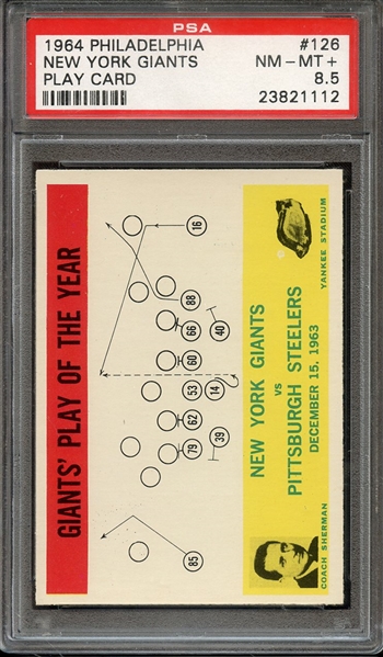 1964 PHILADELPHIA 126 NEW YORK GIANTS PLAY CARD PSA NM-MT+ 8.5