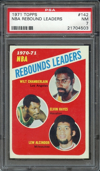 1971 TOPPS 142 NBA REBOUND LEADERS PSA NM 7