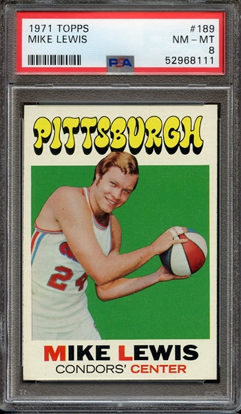 1971 TOPPS 189 MIKE LEWIS PSA NM-MT 8