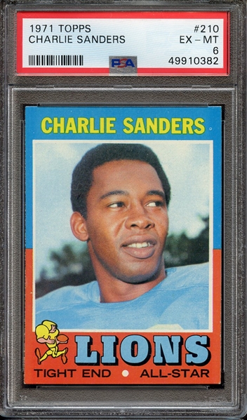 1971 TOPPS 210 CHARLIE SANDERS PSA EX-MT 6