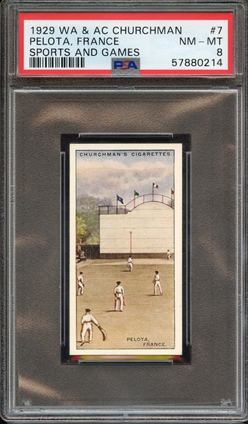 1929 W.A. & A.C. CHURCHMAN SPORTS AND GAMES 7 PELOTA, FRANCE SPORTS AND GAMES PSA NM-MT 8