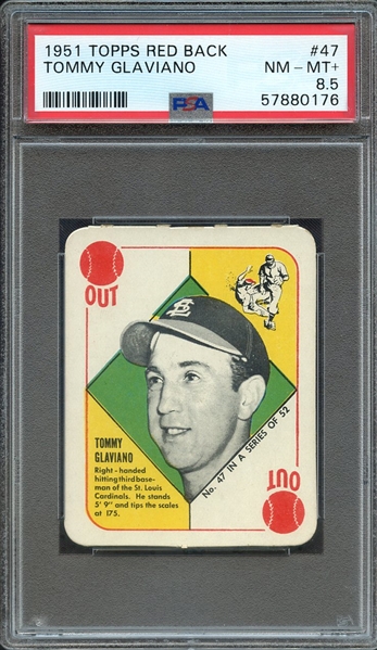 1951 TOPPS RED BACK 47 TOMMY GLAVIANO PSA NM-MT+ 8.5