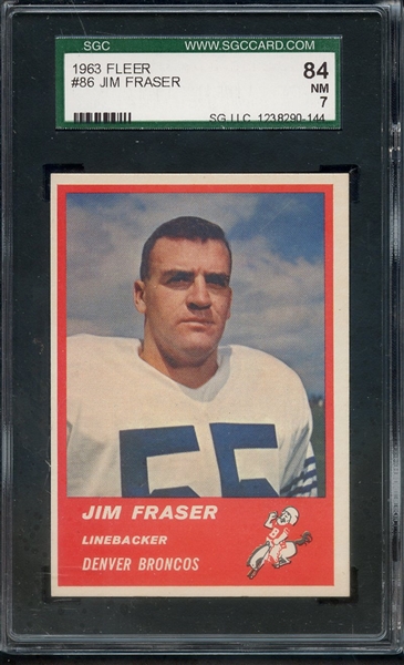 1963 FLEER 86 JIM FRASER SGC NM 84 / 7