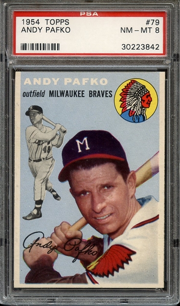 1954 TOPPS 79 ANDY PAFKO PSA NM-MT 8
