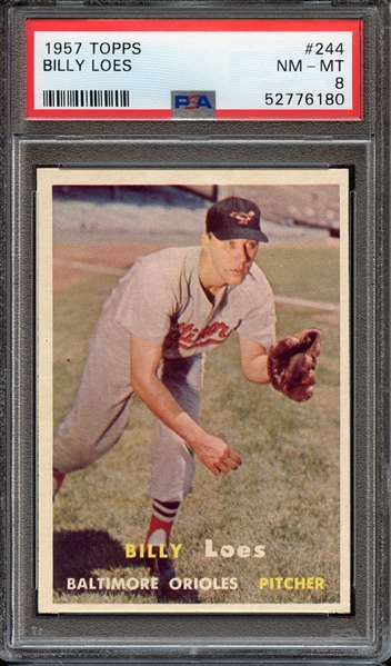 1957 TOPPS 244 BILLY LOES PSA NM-MT 8