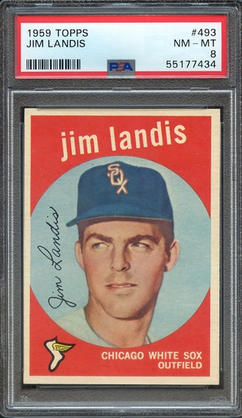1959 TOPPS 493 JIM LANDIS PSA NM-MT 8