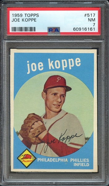 1959 TOPPS 517 JOE KOPPE PSA NM 7