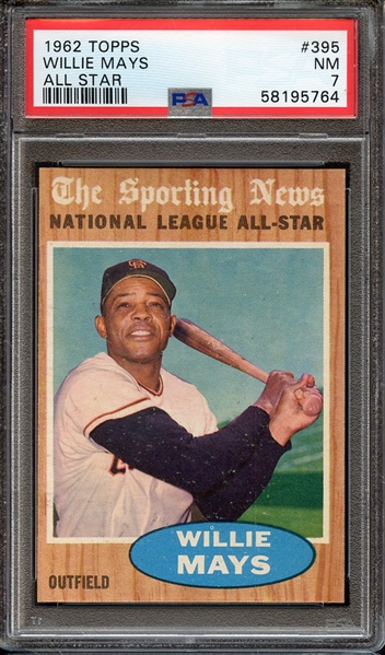 1962 TOPPS 395 WILLIE MAYS ALL STAR PSA NM 7