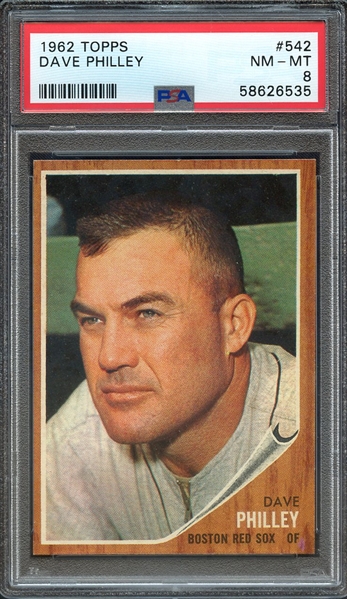 1962 TOPPS 542 DAVE PHILLEY PSA NM-MT 8