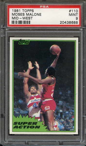 1981 TOPPS 110 MOSES MALONE MID-WEST PSA MINT 9