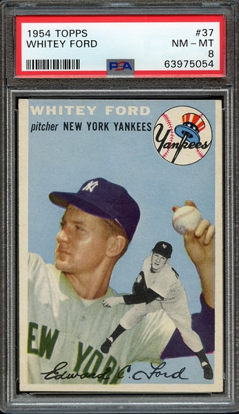 1954 TOPPS 37 WHITEY FORD PSA NM-MT 8