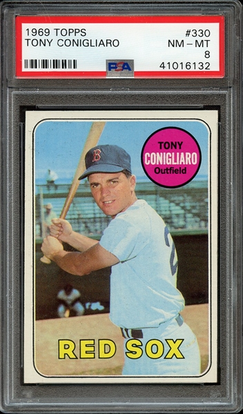 1969 TOPPS 330 TONY CONIGLIARO PSA NM-MT 8