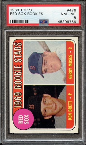 1969 TOPPS 476 RED SOX ROOKIES PSA NM-MT 8