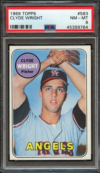 1969 TOPPS 583 CLYDE WRIGHT PSA NM-MT 8