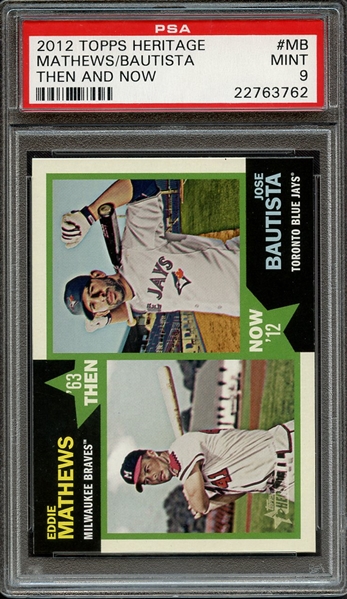 2012 TOPPS HERITAGE THEN AND NOW MB MATHEWS/BAUTISTA THEN AND NOW PSA MINT 9