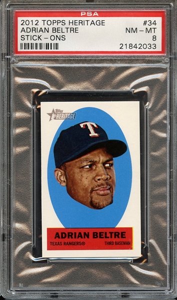 2012 TOPPS HERITAGE STICK-ONS 34 ADRIAN BELTRE STICK-ONS PSA NM-MT 8