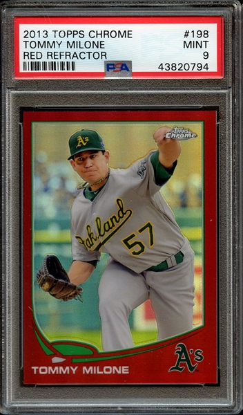 2013 TOPPS CHROME 198 TOMMY MILONE RED REFRACTOR PSA MINT 9