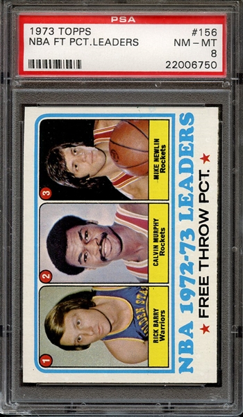 1973 TOPPS 156 NBA FT PCT.LEADERS PSA NM-MT 8