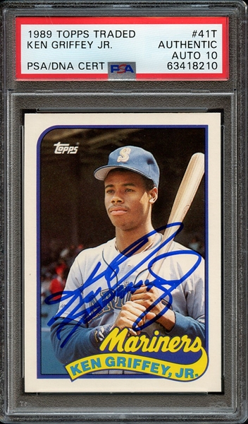1989 TOPPS TRADED 41T SIGNED KEN GRIFFEY JR PSA AUTHENTIC PSA/DNA AUTO 10