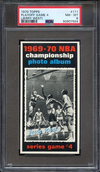 1970 TOPPS 171 PLAYOFF GAME 4 (JERRY WEST) PSA NM-MT 8