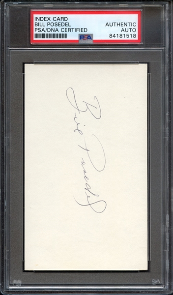 BILL POSEDEL SIGNED INDEX CARD PSA/DNA AUTO AUTHENTIC