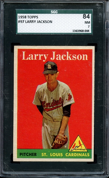 1958 TOPPS 97 LARRY JACKSON SGC NM 84 / 7