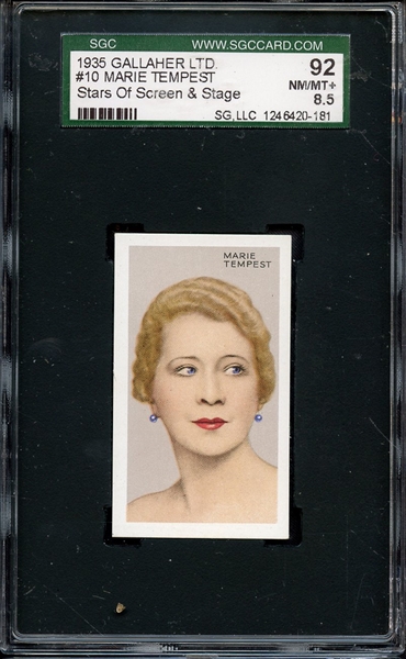 1935 GALLAHER LTD STARS OF SCREEN & STAGE 10 MARIE TEMPEST SGC NM/MT+ 92 / 8.5