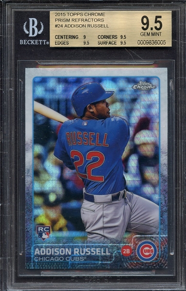 2015 TOPPS CHROME PRISM REFRACTORS 24 ADDISON RUSSELL BGS GEM MINT 9.5