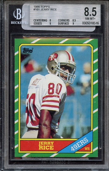 1986 TOPPS 161 JERRY RICE BGS NM-MT+ 8.5