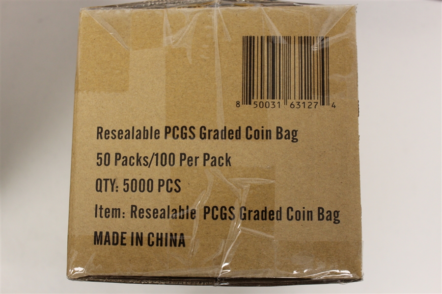 (5000) Humongous Hoard Resealable PCGS Graded Coin Bags - 50 Packs of 100 Case
