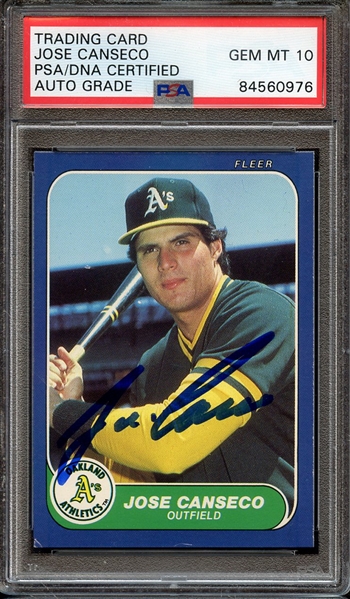 1986 FLEER U20 SIGNED JOSE CANSECO PSA/DNA AUTO 10