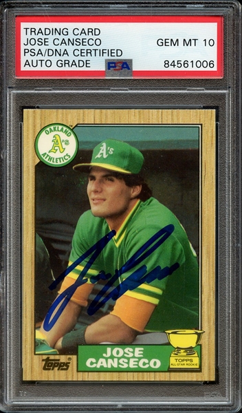 1987 TOPPS TIFFANY 620 SIGNED JOSE CANSECO PSA/DNA AUTO 10
