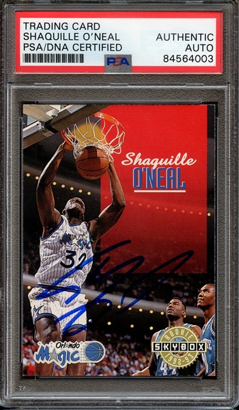 1992 SKYBOX 382 SIGNED SHAQUILLE O'NEAL PSA/DNA AUTO AUTHENTIC