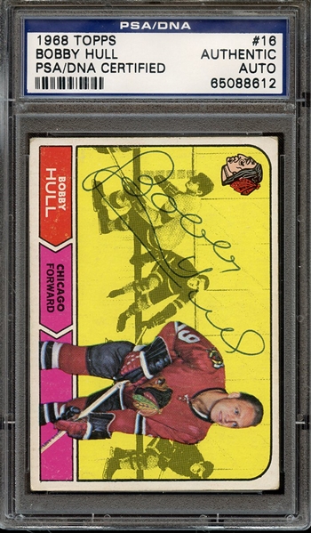 1968 TOPPS 16 SIGNED BOBBY HULL PSA/DNA AUTO AUTHENTIC