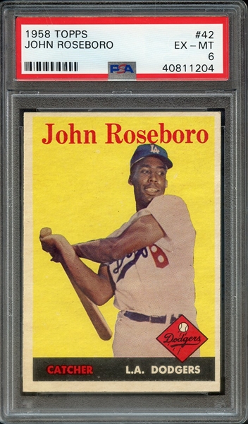 1958 TOPPS 42 JOHN ROSEBORO PSA EX-MT 6