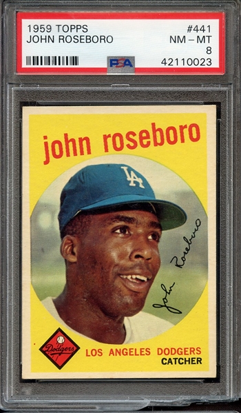 1959 TOPPS 441 JOHN ROSEBORO PSA NM-MT 8 * CRACKED CASE *