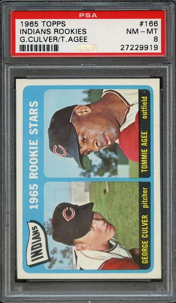 1965 TOPPS 166 INDIANS ROOKIES G.CULVER/T.AGEE PSA NM-MT 8