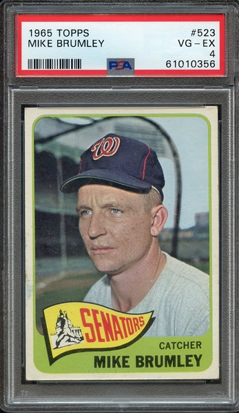 1965 TOPPS 523 MIKE BRUMLEY PSA VG-EX 4