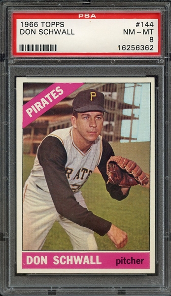 1966 TOPPS 144 DON SCHWALL PSA NM-MT 8