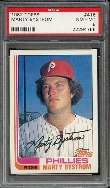 1982 TOPPS 416 MARTY BYSTROM PSA NM-MT 8