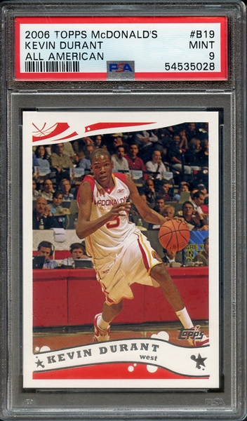 2006 TOPPS McDONALD'S ALL AMERICAN B19 KEVIN DURANT ALL AMERICAN PSA MINT 9